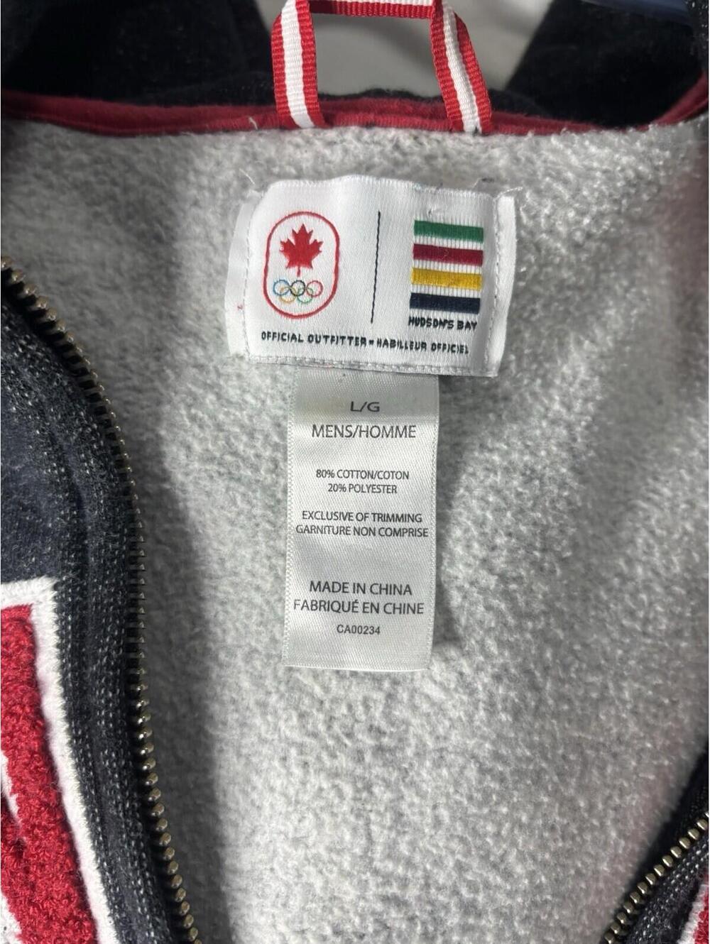 Hudsons Bay Canada Men's L Olympic Hoodie Sweatshirt Grey - Picture 7 of 14